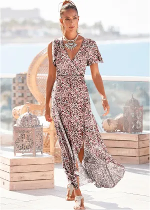 Wrap Maxi Dress - Cream Multi