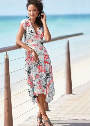 Wrap Midi Dress - Red Multi