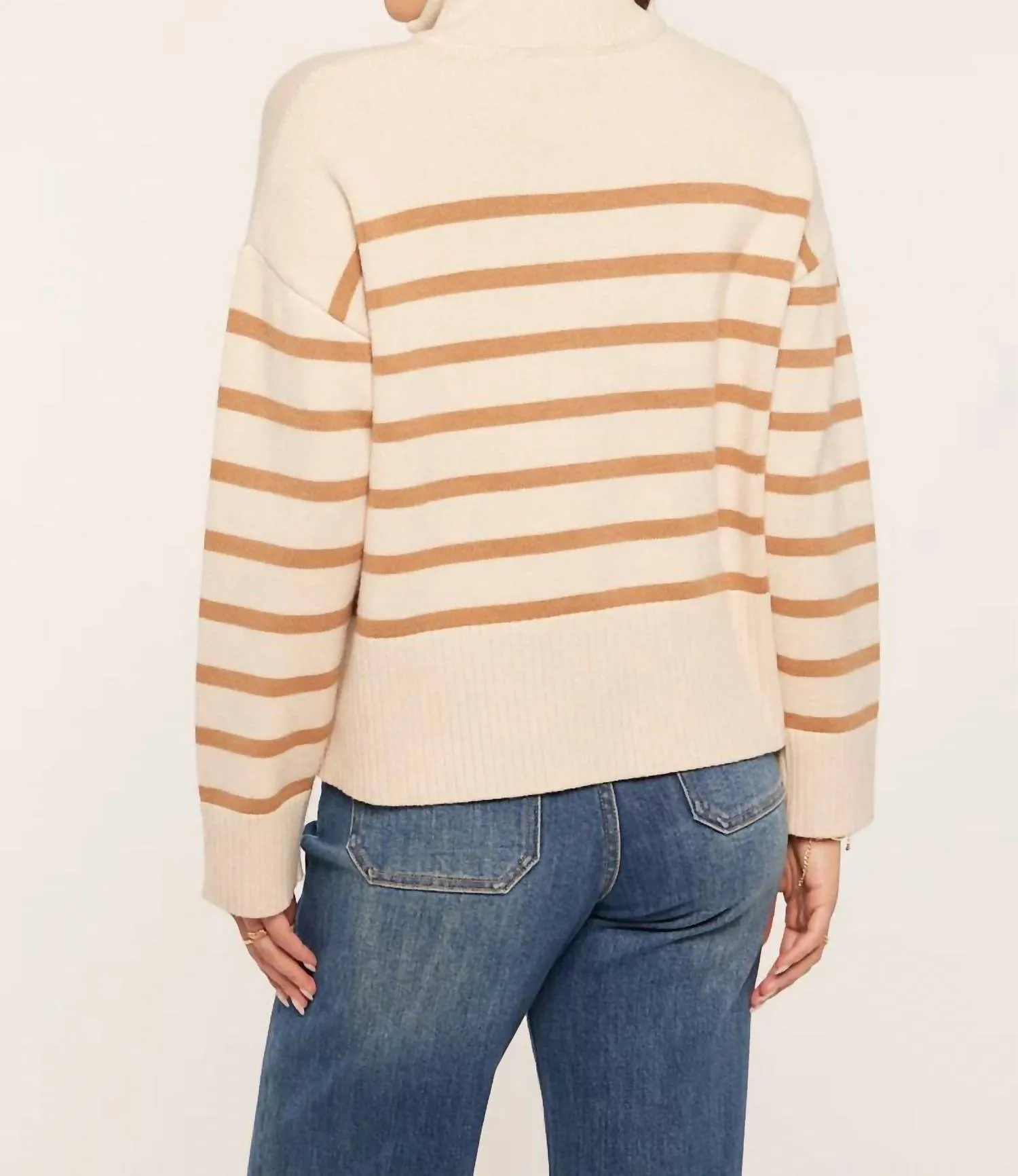 Zip Up Sweater In Oatmeal/camel